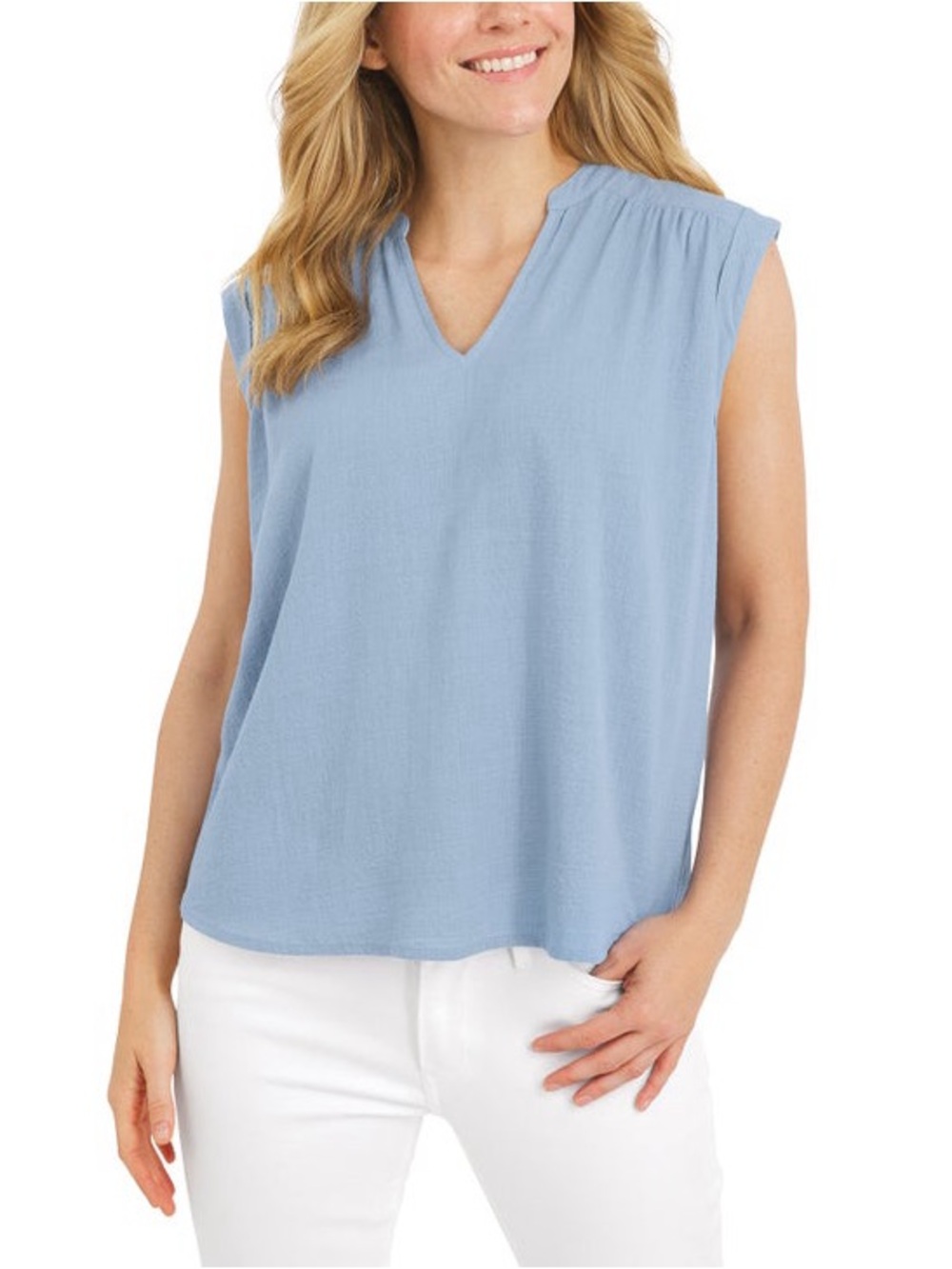 NWT Lands' End Light Blue V-Neck Cap Sleeve Top size xxl